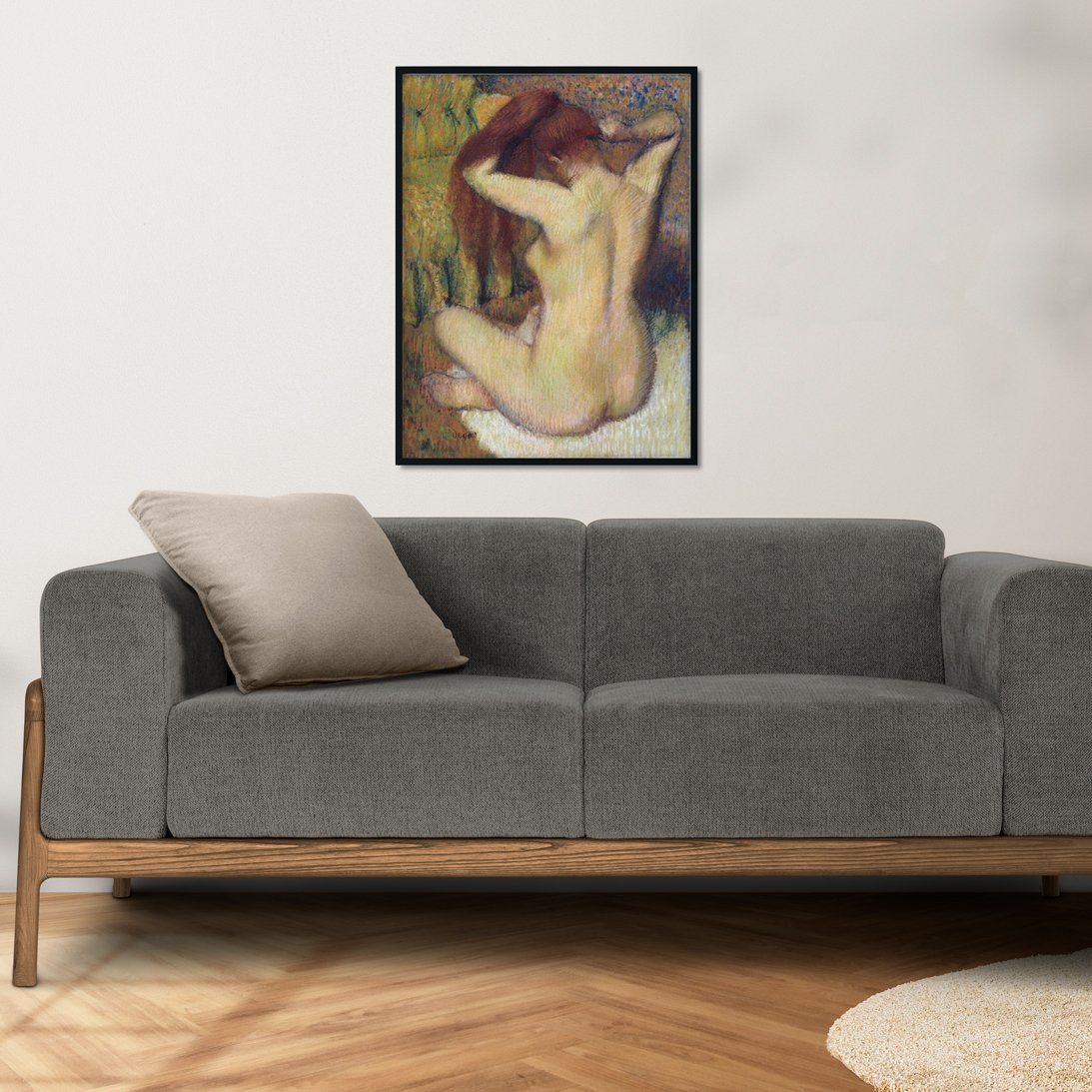 Woman Combing Her Hair Painting - Meri Deewar 3 : 4 Vertical Premium Wall Art Canvas by MeriDeewar