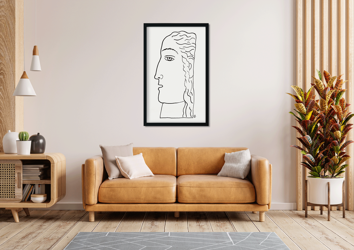 Woman head Painting 1 : 2 Vertical Premium Wall Art Canvas by MeriDeewar