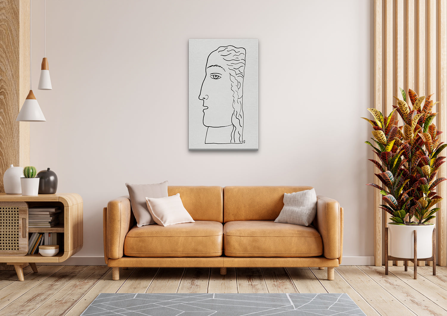 Woman head Painting 1 : 2 Vertical Premium Wall Art Canvas by MeriDeewar