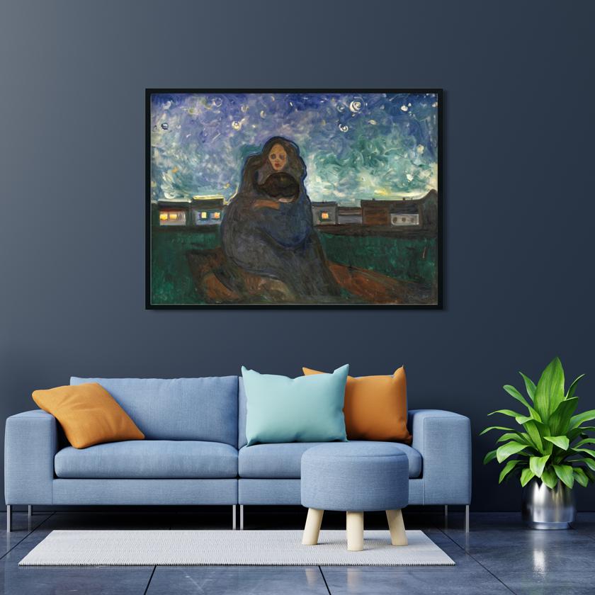 Woman Hugging Girl- Painting - Meri Deewar 4 : 3 Horizontal Premium Wall Art Canvas by MeriDeewar