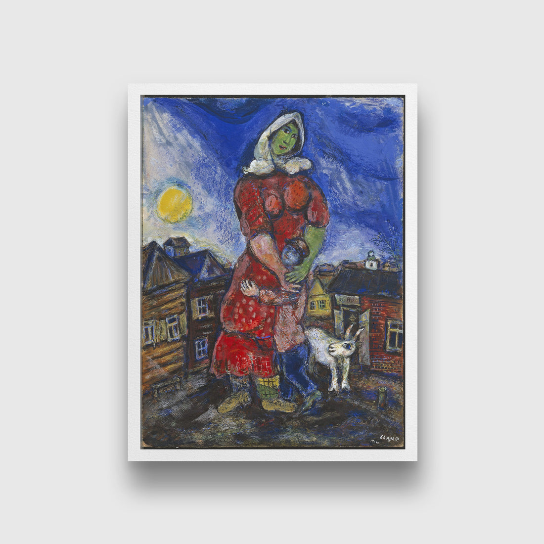 Woman Hugging Her Child Painting - Meri Deewar 3 : 4 Vertical Premium Wall Art Canvas by MeriDeewar