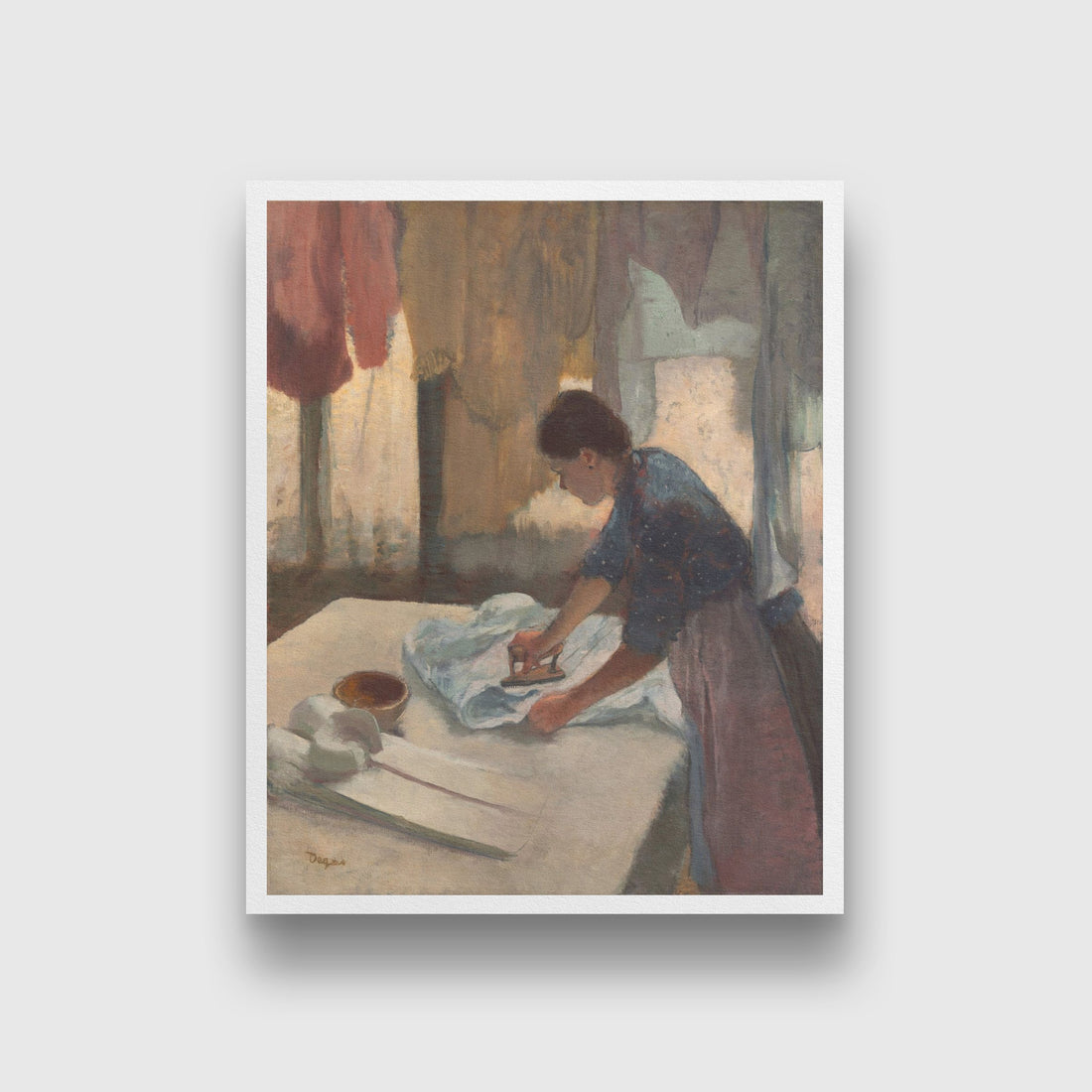 Woman Ironing Painting - Meri Deewar 4 :5 Vertical Premium Wall Art Canvas by MeriDeewar