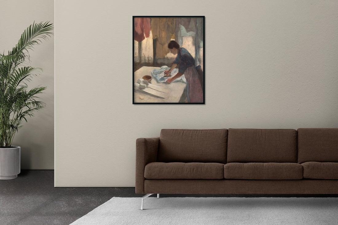 Woman Ironing Painting - Meri Deewar 4 :5 Vertical Premium Wall Art Canvas by MeriDeewar