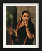 Woman looking at a caged parrot Painting - Meri Deewar 3 : 4 Vertical Premium Wall Art Canvas by MeriDeewar