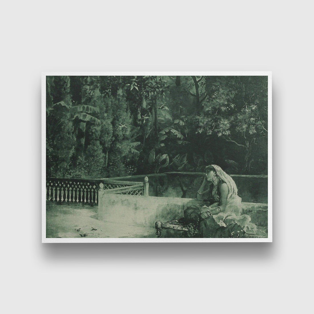 Woman on terrace Painting - Meri Deewar 4 : 3 Horizontal Premium Wall Art Canvas by MeriDeewar