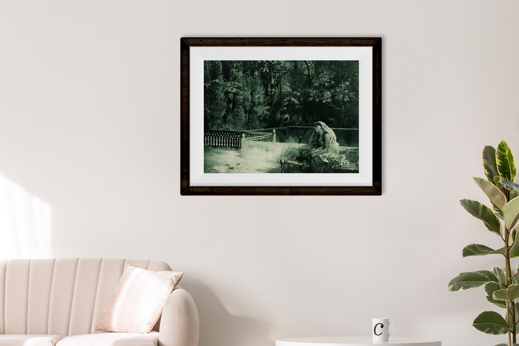 Woman on terrace Painting - Meri Deewar 4 : 3 Horizontal Premium Wall Art Canvas by MeriDeewar
