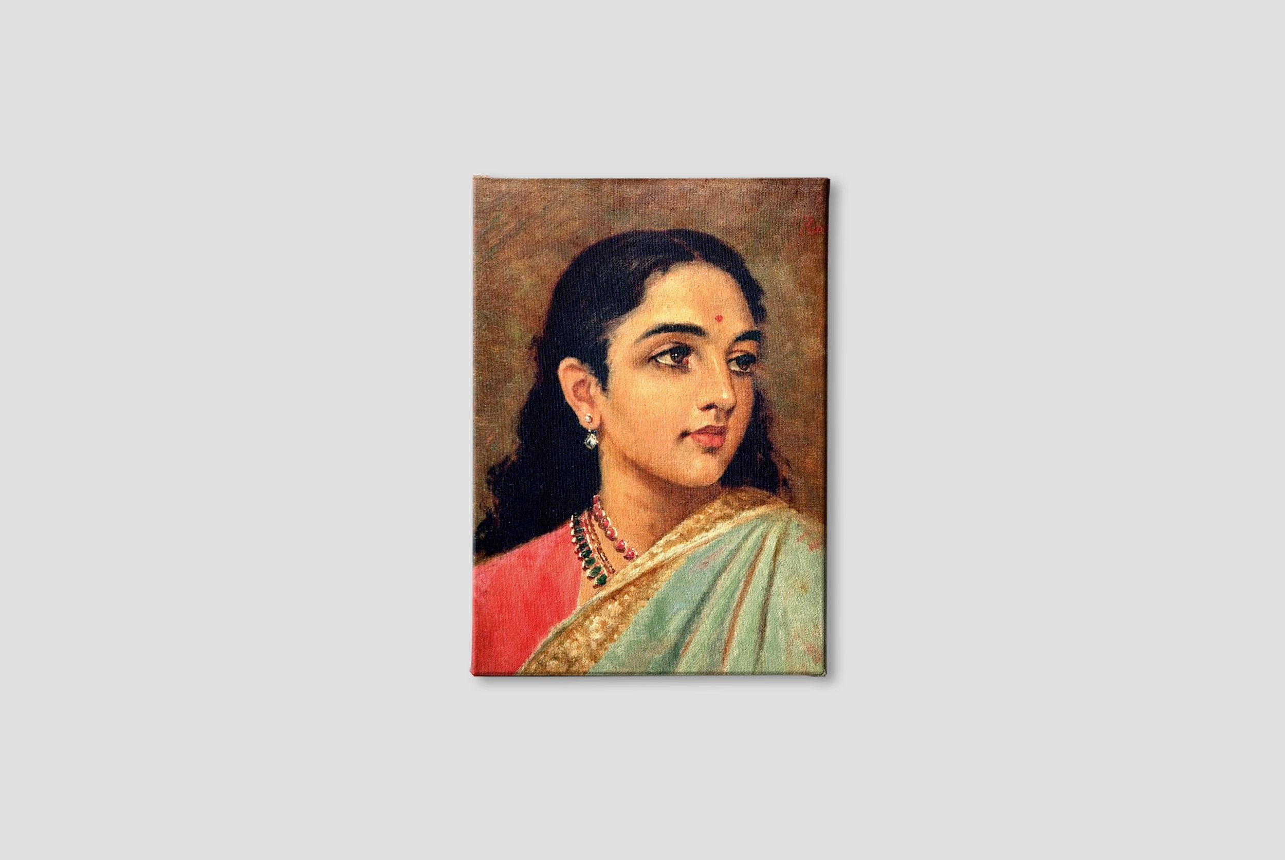 Woman Painting by Raja ravi varma - Meri Deewar 4 X 5.5 Vertical Premium Wall Art Canvas by MeriDeewar