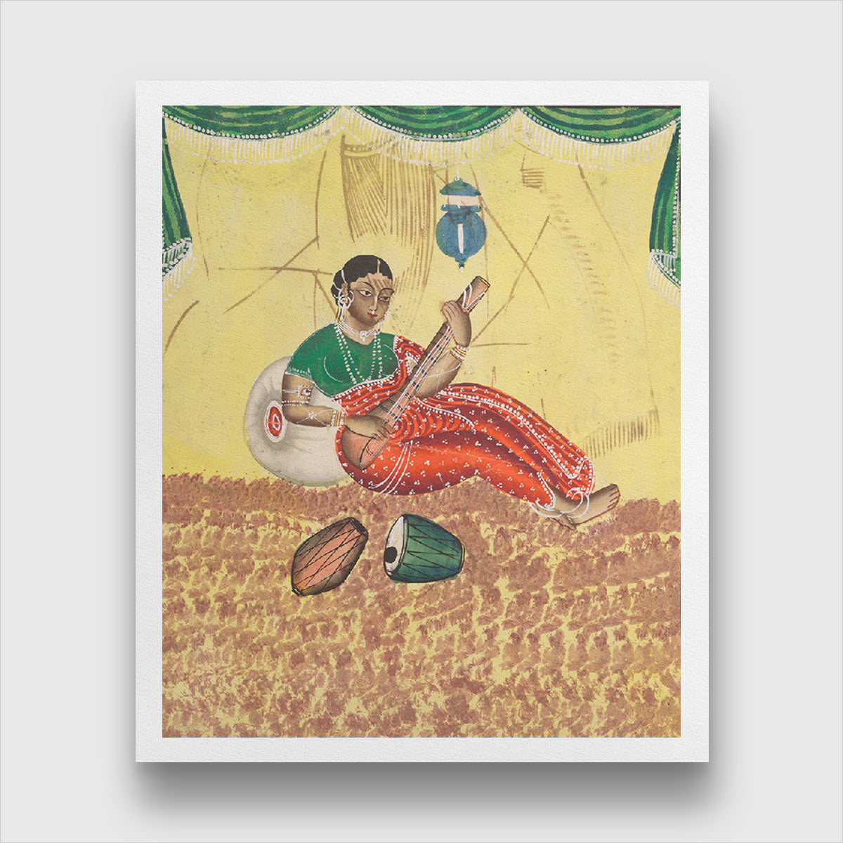Woman Playing Music Painting 5 : 6 Vertical Premium Wall Art Canvas by MeriDeewar