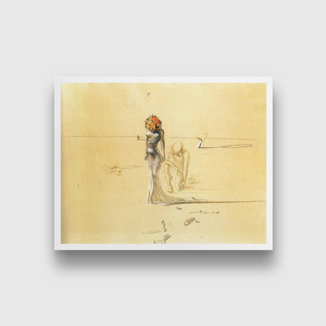Woman with a flower head Painting - Meri Deewar 4 :5 Vertical Premium Wall Art Canvas by MeriDeewar
