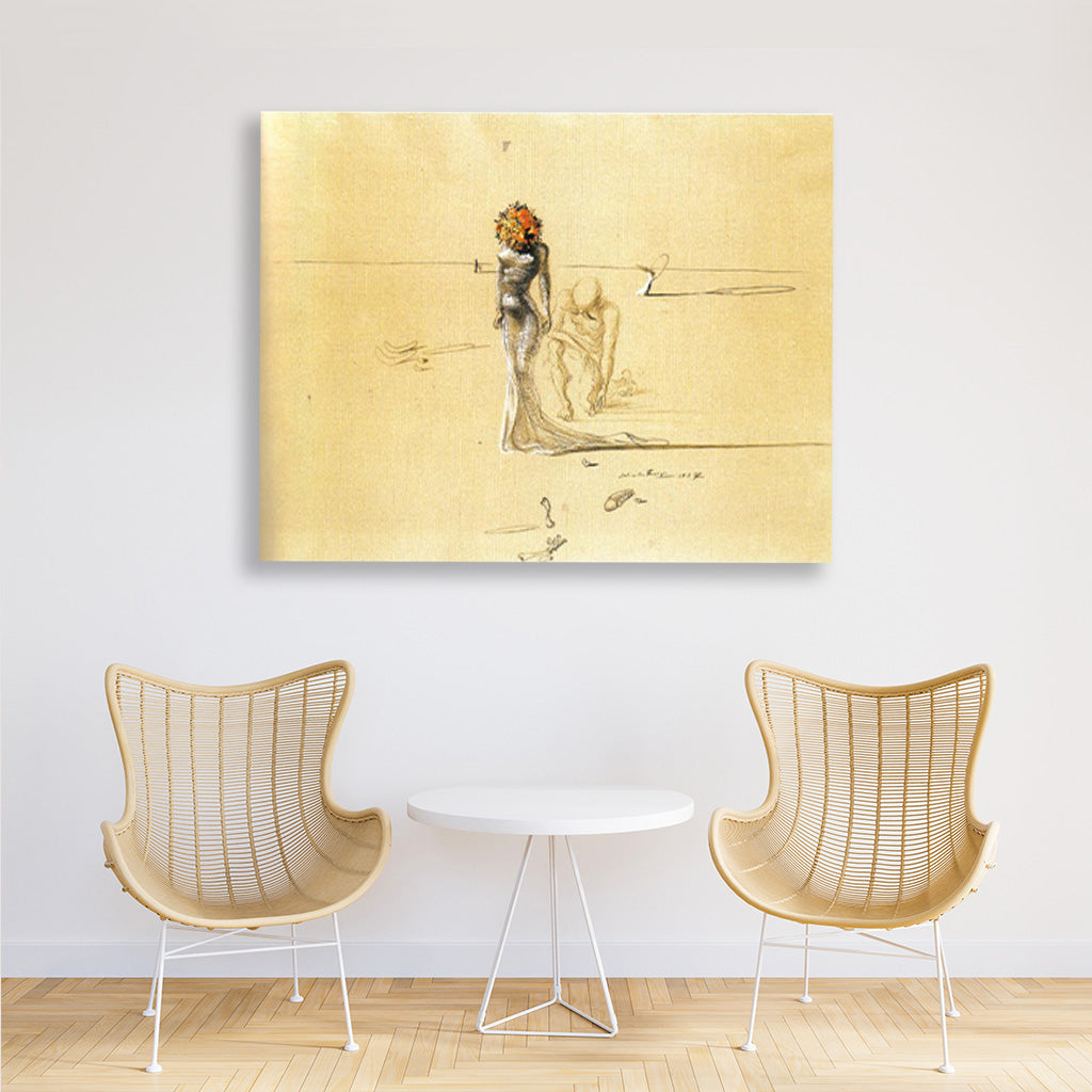 Woman with a flower head Painting - Meri Deewar 4 :5 Vertical Premium Wall Art Canvas by MeriDeewar