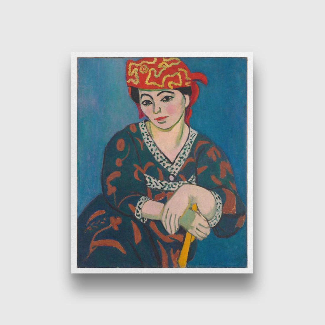 Woman With A Red Scarf Painting - Meri Deewar 4 :5 Vertical Premium Wall Art Canvas by MeriDeewar