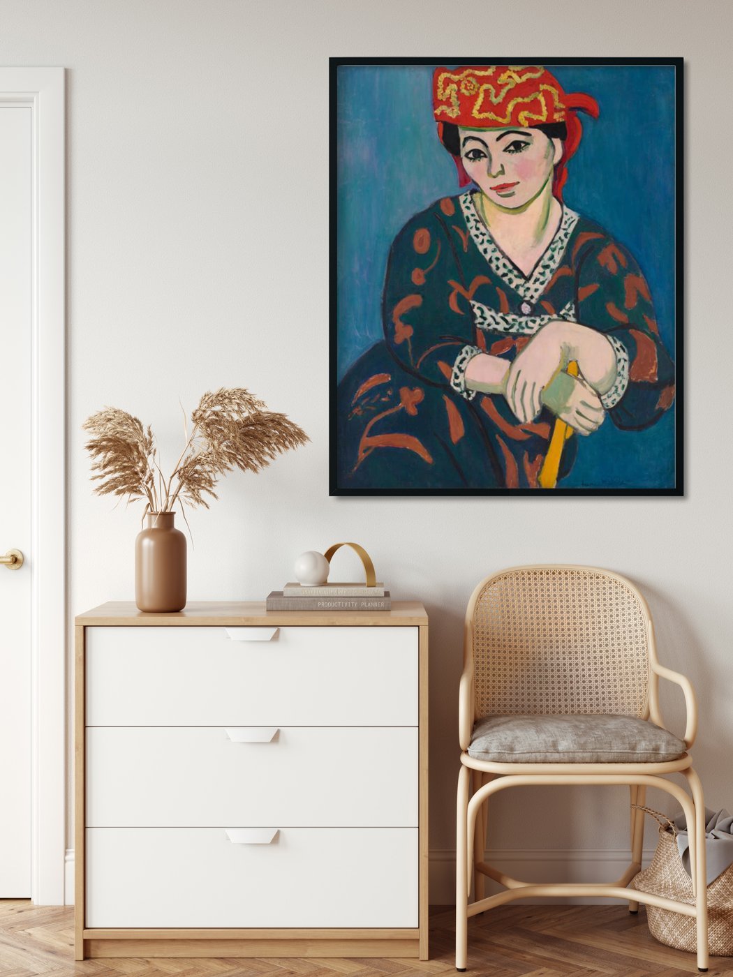 Woman With A Red Scarf Painting - Meri Deewar 4 :5 Vertical Premium Wall Art Canvas by MeriDeewar