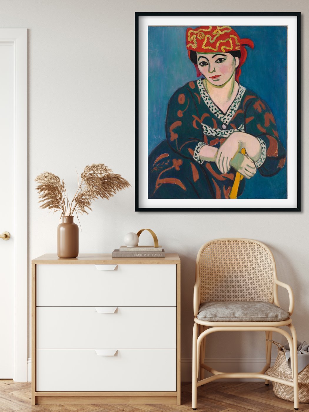 Woman With A Red Scarf Painting - Meri Deewar 4 :5 Vertical Premium Wall Art Canvas by MeriDeewar