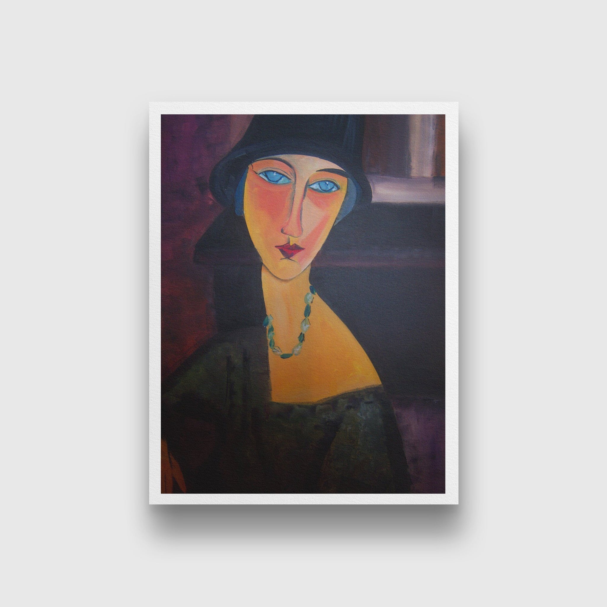 Woman With Blue Eyes - Painting - Meri Deewar 3 : 4 Vertical Premium Wall Art Canvas by MeriDeewar
