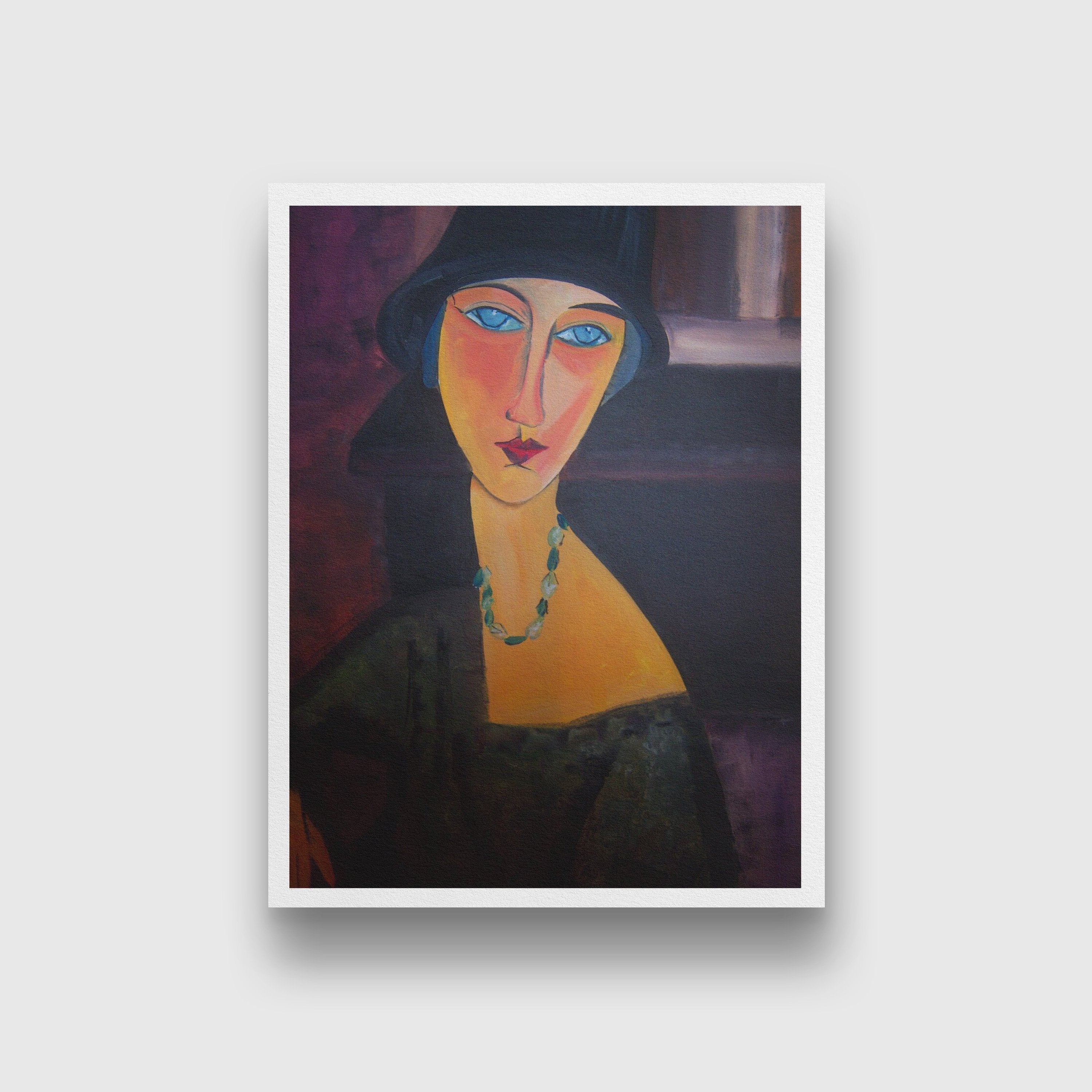 Woman With Blue Eyes - Painting - Meri Deewar 3 : 4 Vertical Premium Wall Art Canvas by MeriDeewar