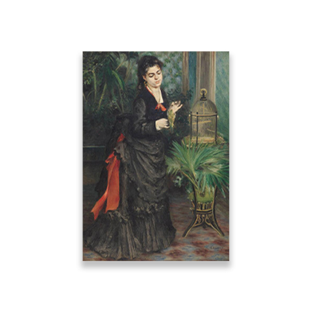 Woman with Parrot Painting - Meri Deewar 2 : 3 Vertical Premium Wall Art Canvas by MeriDeewar