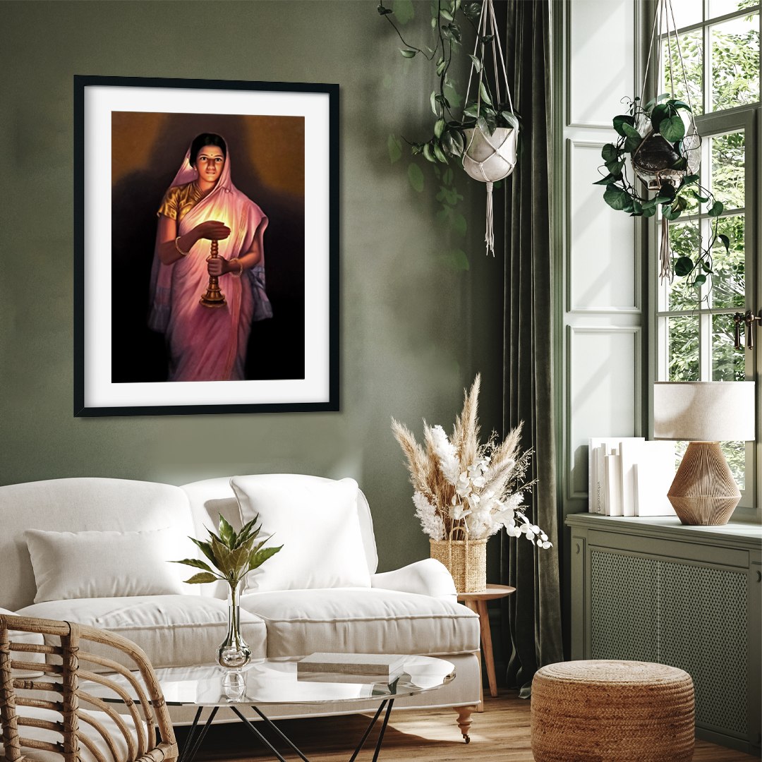 Woman With the Lamp Painting - Meri Deewar 2 : 3 Vertical Premium Wall Art Canvas by MeriDeewar