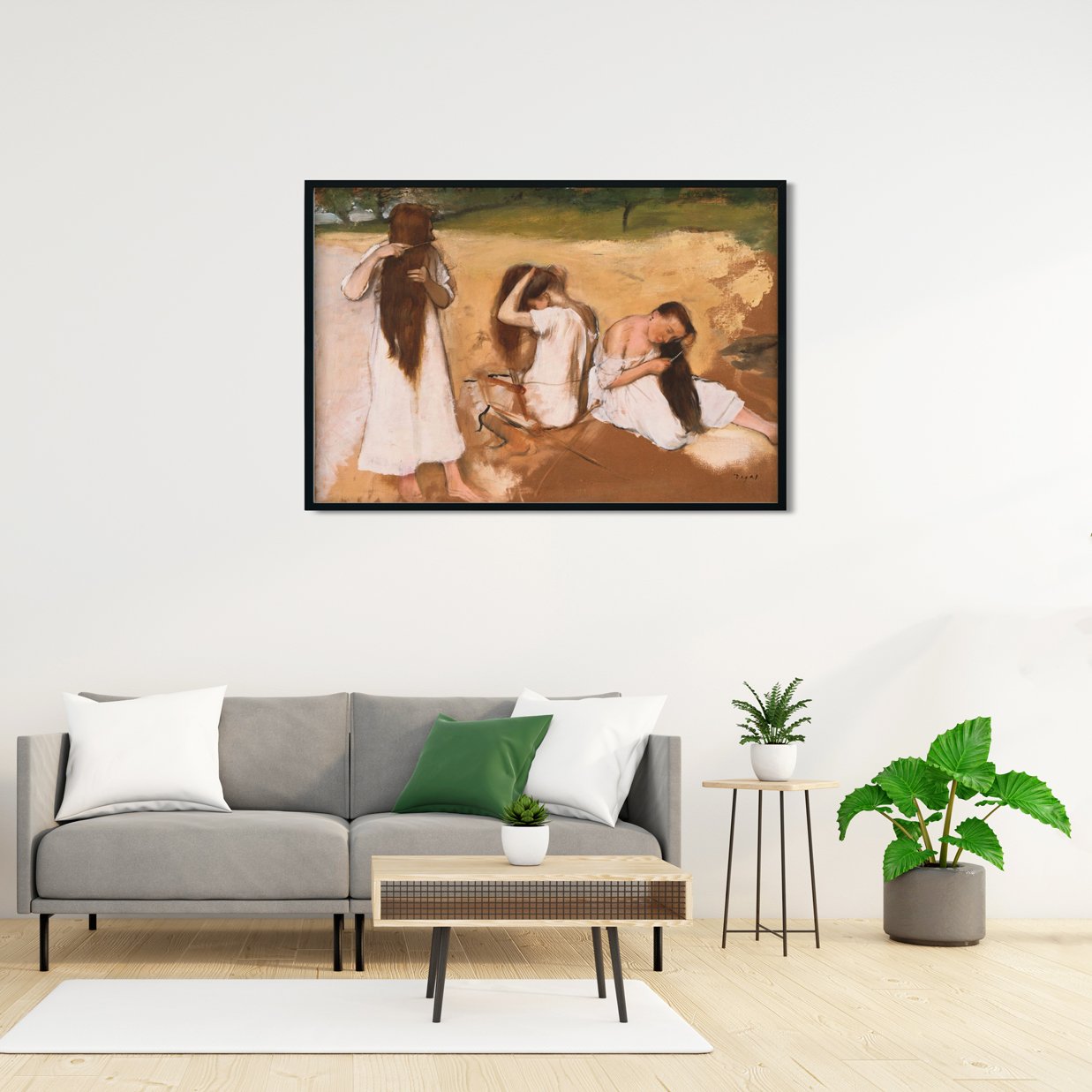 Women Combing Their Hair Painting - Meri Deewar 3 : 2 Horizontal Premium Wall Art Canvas by MeriDeewar