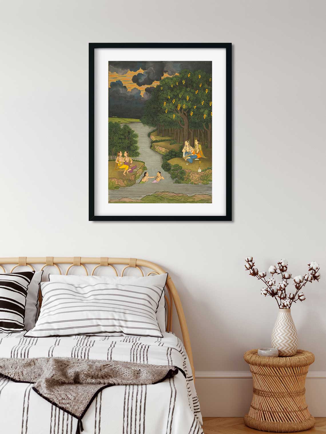 Women enjoying the river at the forest Painting 3 : 4 Vertical Premium Wall Art Canvas by MeriDeewar