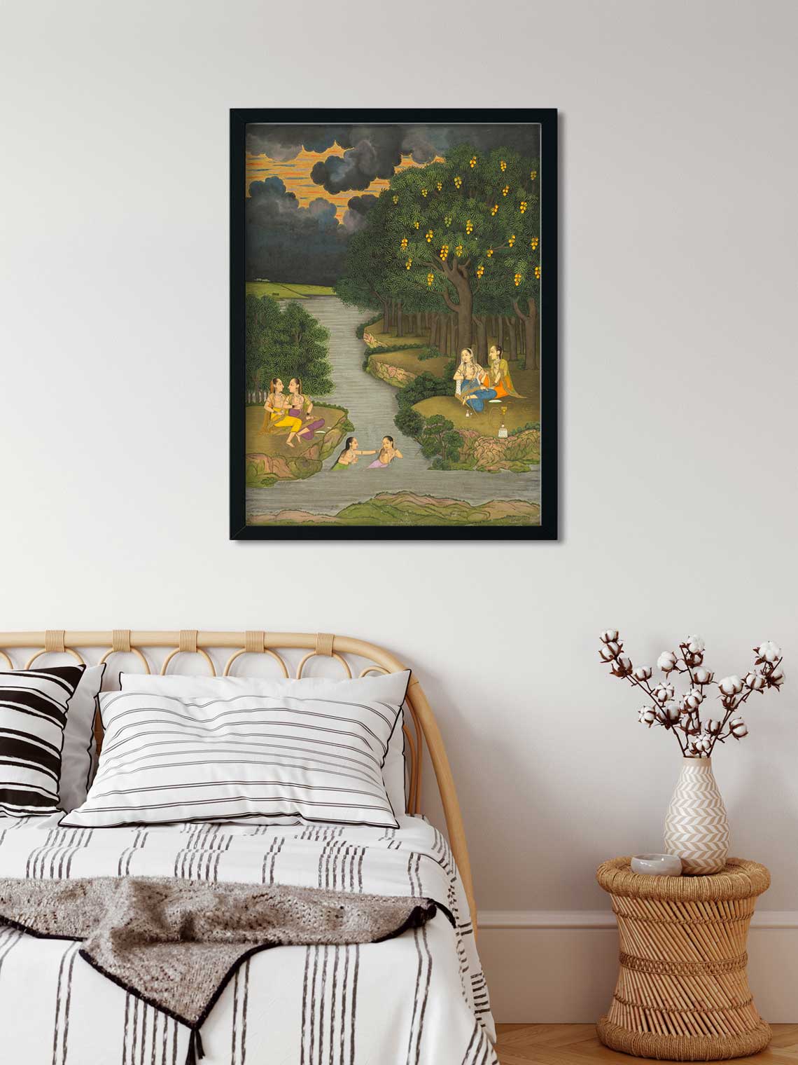 Women enjoying the river at the forest Painting 3 : 4 Vertical Premium Wall Art Canvas by MeriDeewar