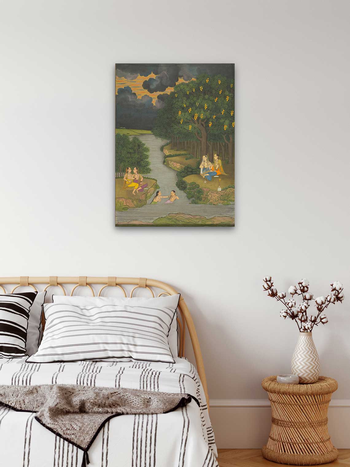 Women enjoying the river at the forest Painting 3 : 4 Vertical Premium Wall Art Canvas by MeriDeewar