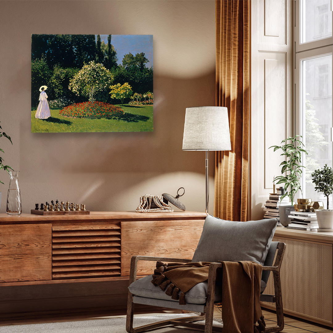 Women in the Garden Painting 5 : 4 Horizontal Premium Wall Art Canvas by MeriDeewar