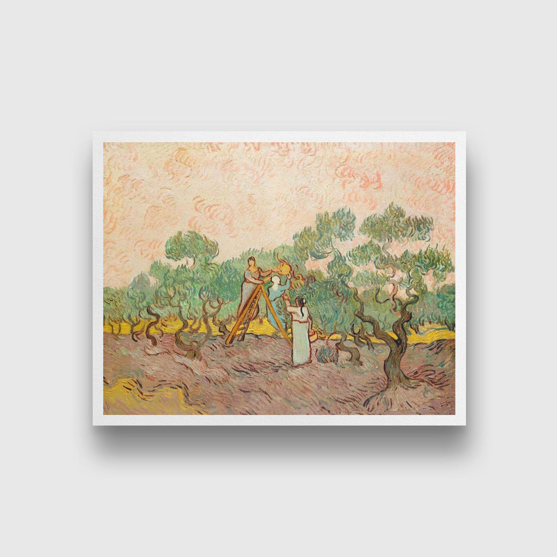Women Picking Olives By Van Gogh Painting - Meri Deewar 5 : 4 Horizontal Premium Wall Art Canvas by MeriDeewar