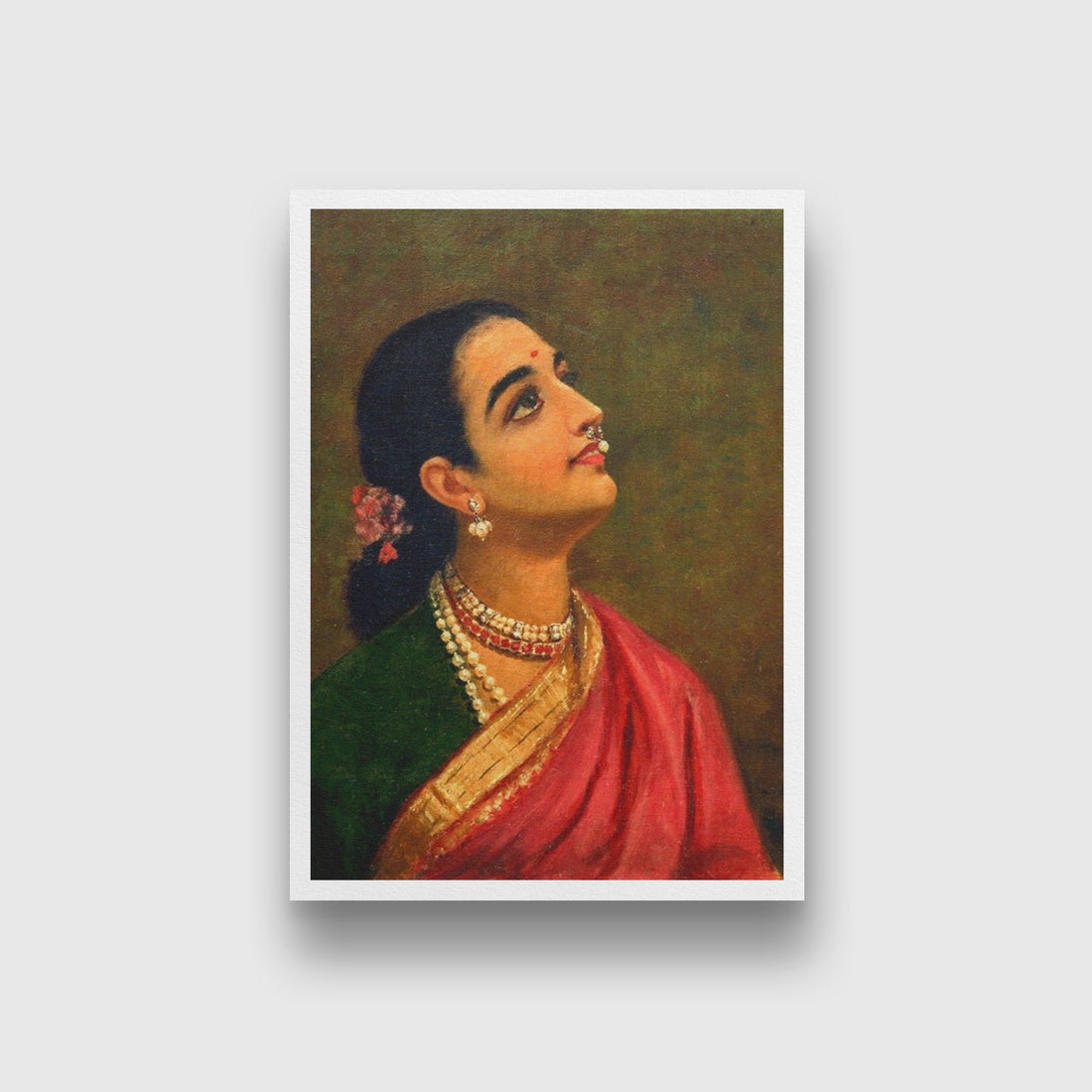 Women portrait draped in a traditional saree Painting - Meri Deewar 4 X 5.5 Vertical Premium Wall Art Canvas by MeriDeewar