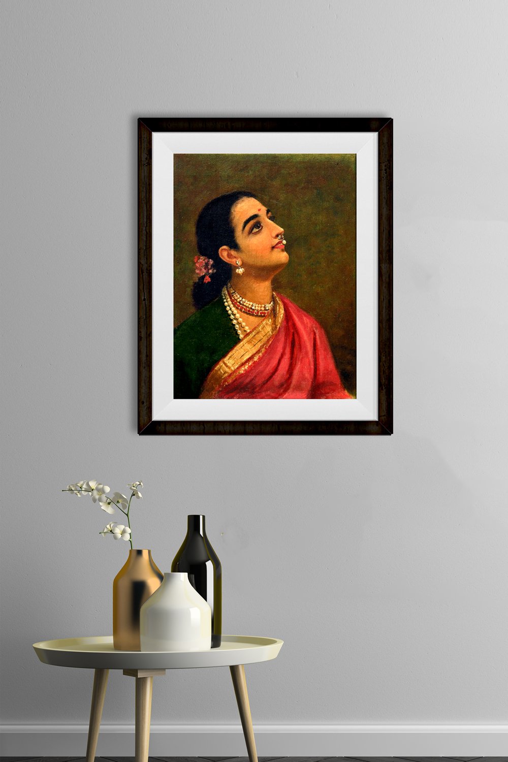 Women portrait draped in a traditional saree Painting - Meri Deewar 4 X 5.5 Vertical Premium Wall Art Canvas by MeriDeewar