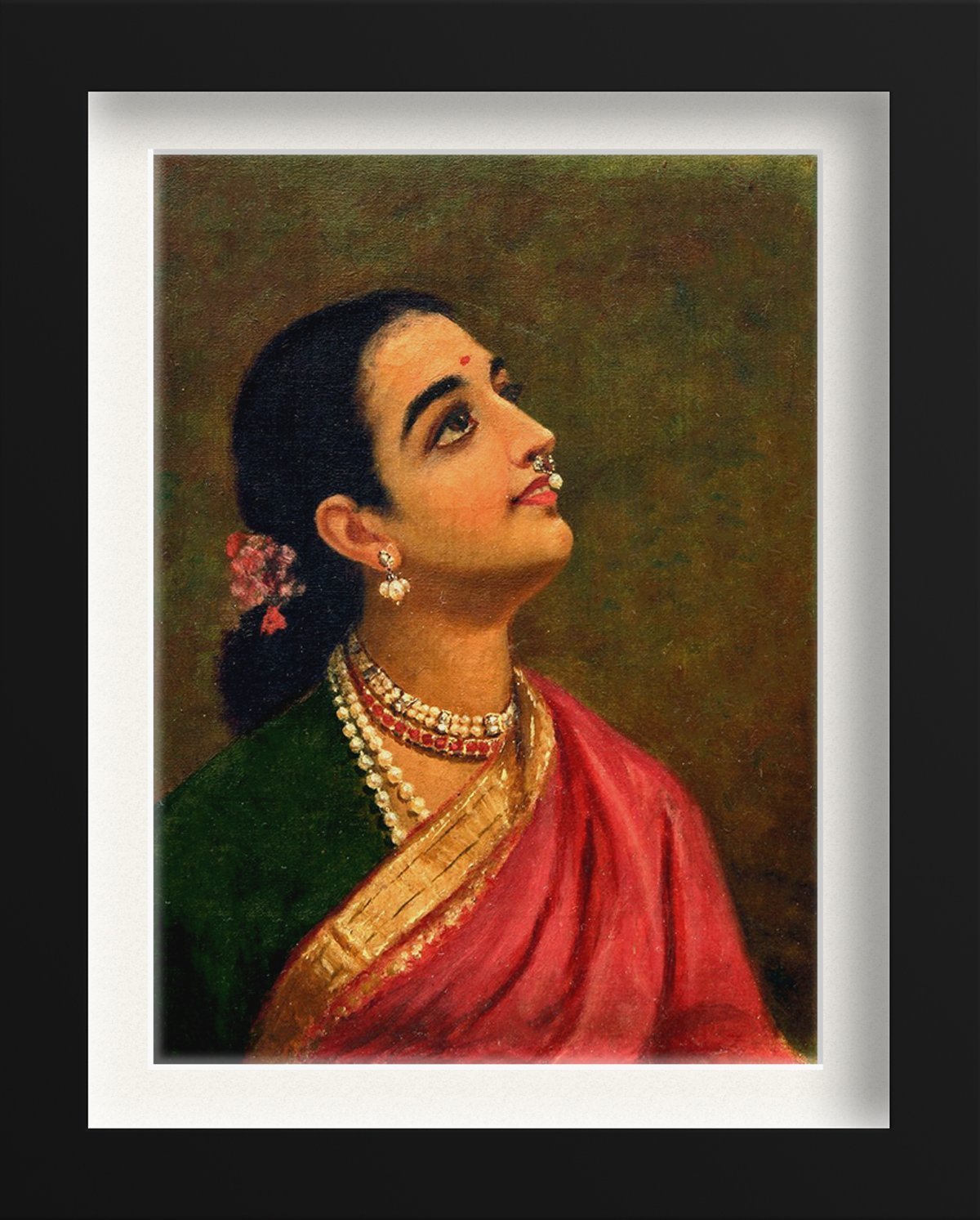 Women portrait draped in a traditional saree Painting - Meri Deewar 4 X 5.5 Vertical Premium Wall Art Canvas by MeriDeewar
