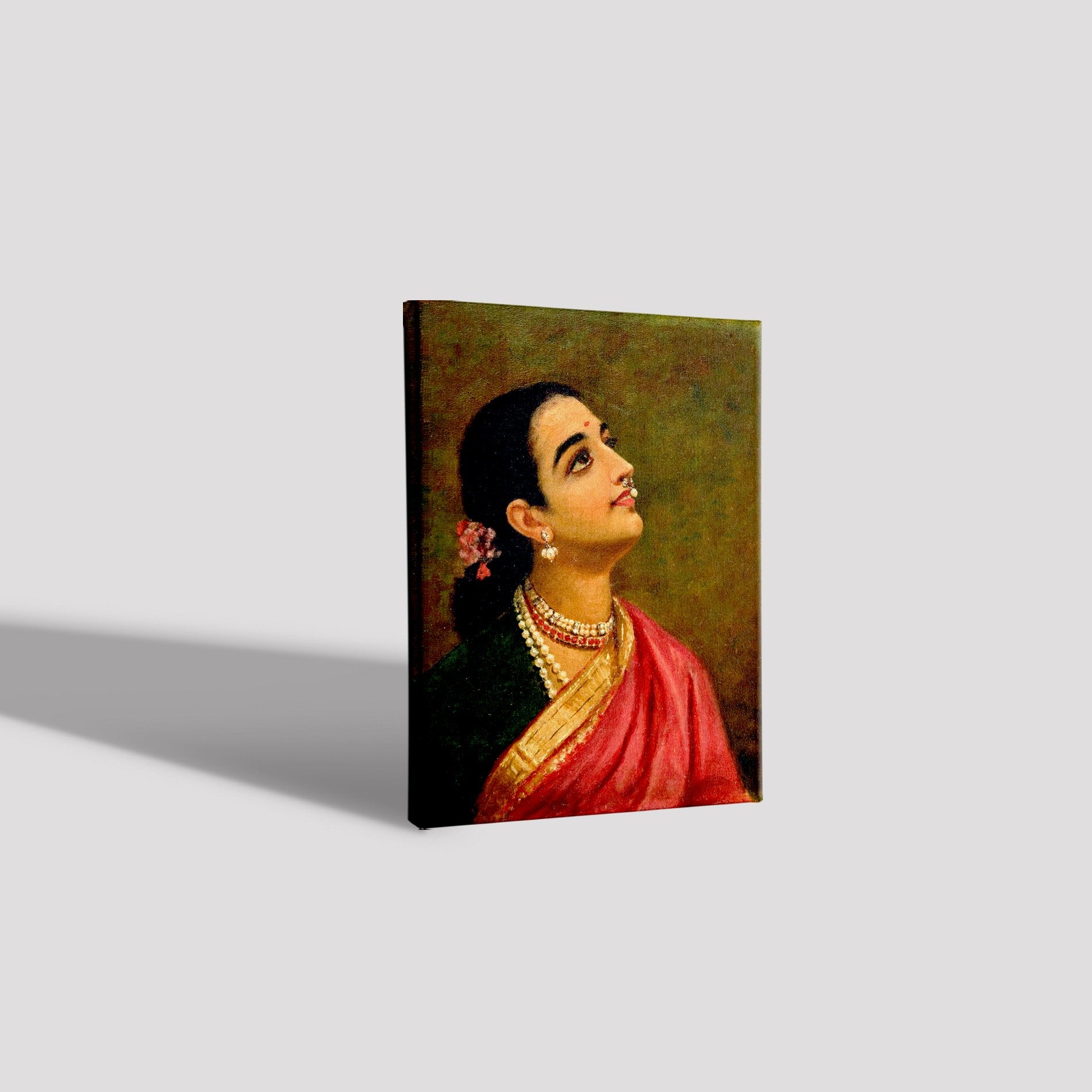Women portrait draped in a traditional saree Painting - Meri Deewar 4 X 5.5 Vertical Premium Wall Art Canvas by MeriDeewar