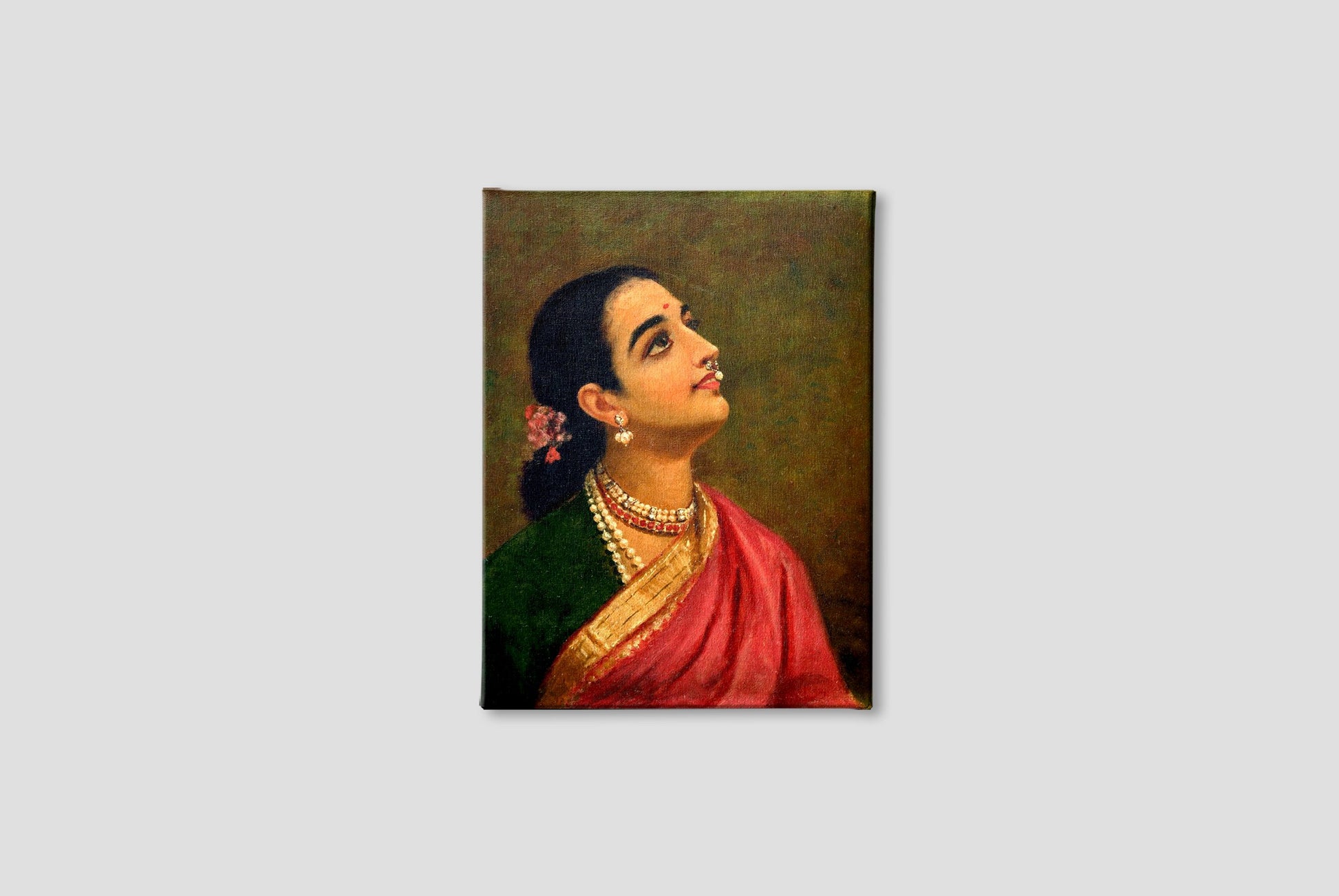 Women portrait draped in a traditional saree Painting - Meri Deewar 4 X 5.5 Vertical Premium Wall Art Canvas by MeriDeewar