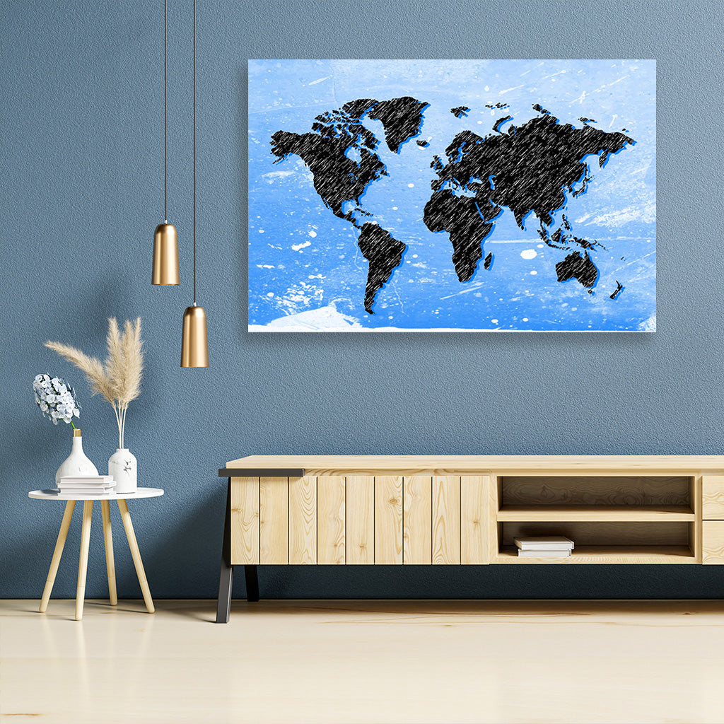 world-map-2-1 painting 3 : 2 Horizontal Premium Wall Art Canvas by MeriDeewar