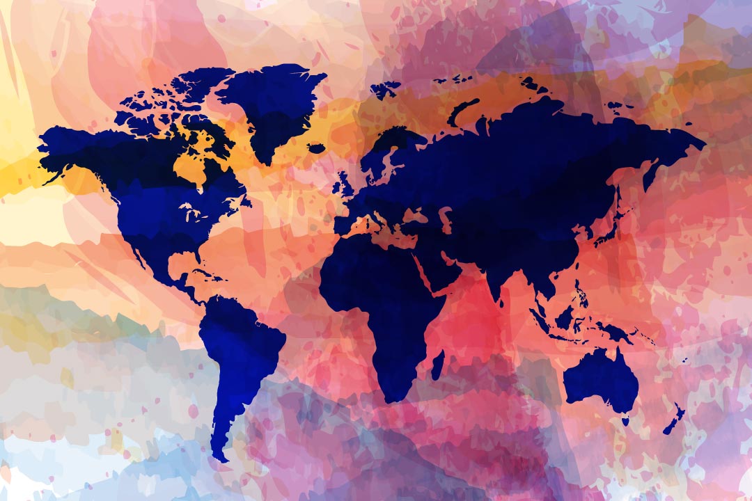 world-map-2 painting 3 : 2 Horizontal Premium Wall Art Canvas by MeriDeewar
