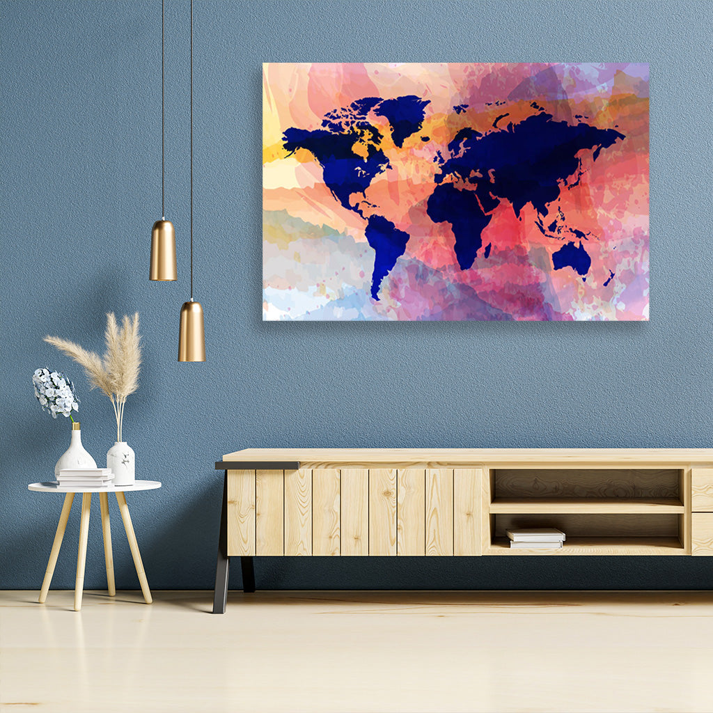 world-map-2 painting 3 : 2 Horizontal Premium Wall Art Canvas by MeriDeewar