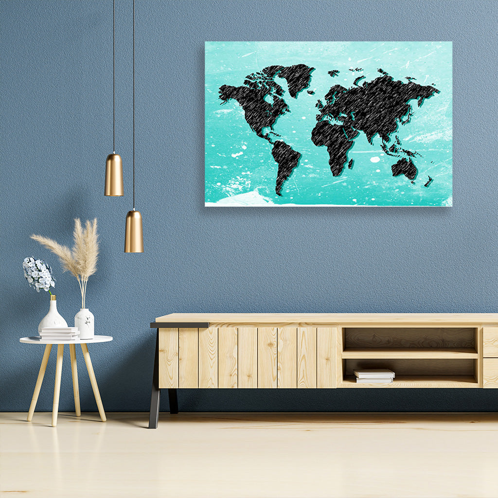 world-map-22 3 : 2 Horizontal Premium Wall Art Canvas by MeriDeewar