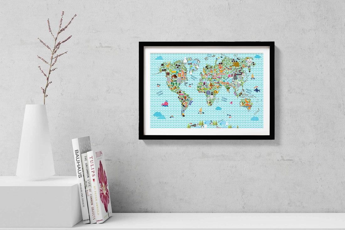 World map illustration Painting - Meri Deewar 3 : 2 Horizontal Premium Wall Art Canvas by MeriDeewar