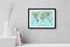World map illustration Painting - Meri Deewar 3 : 2 Horizontal Premium Wall Art Canvas by MeriDeewar