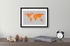 World Map Wave Pattern Wall Art Painting - Meri Deewar 3 : 2 Horizontal Premium Wall Art Canvas by MeriDeewar