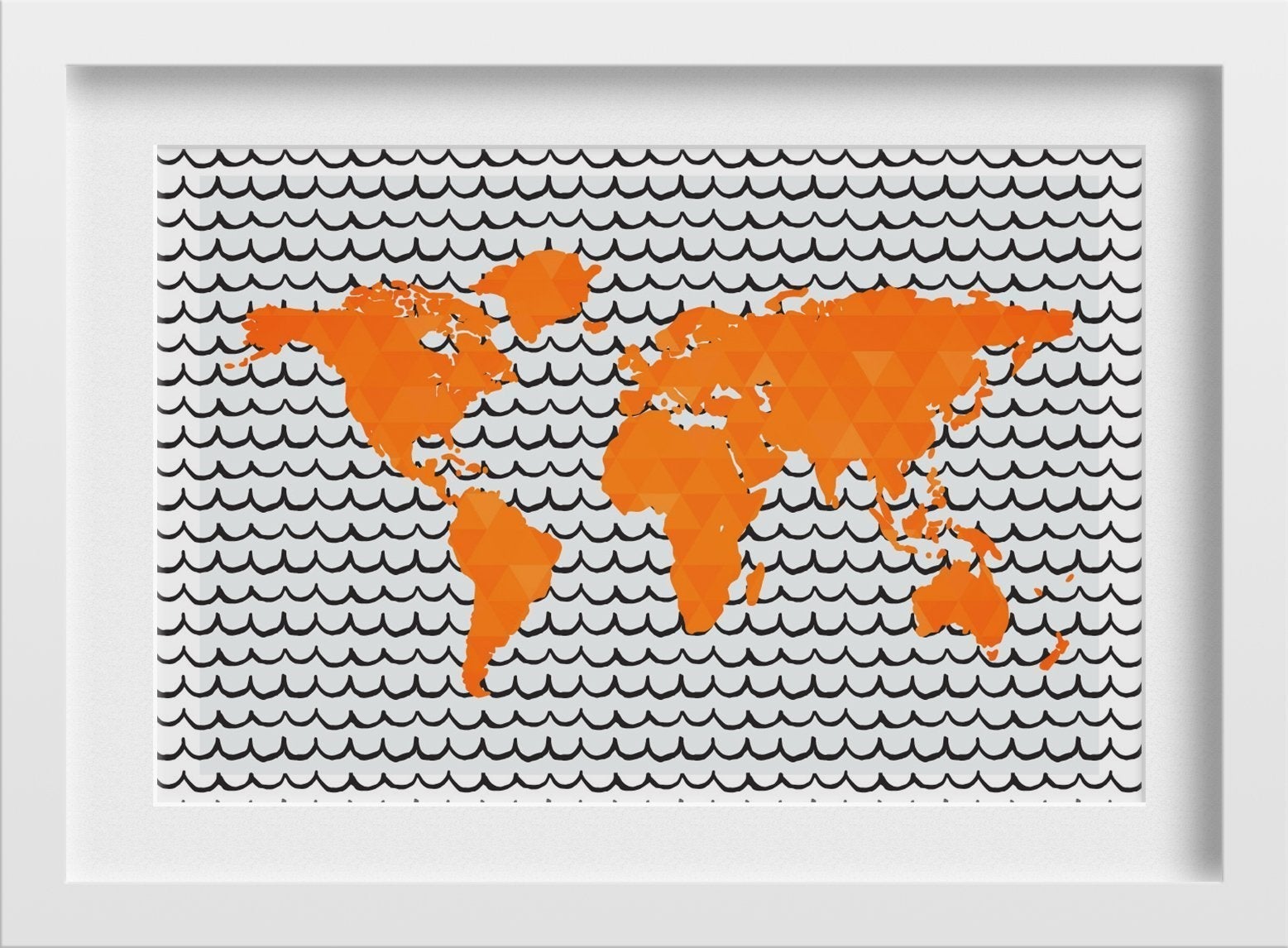 World Map Wave Pattern Wall Art Painting - Meri Deewar 3 : 2 Horizontal Premium Wall Art Canvas by MeriDeewar