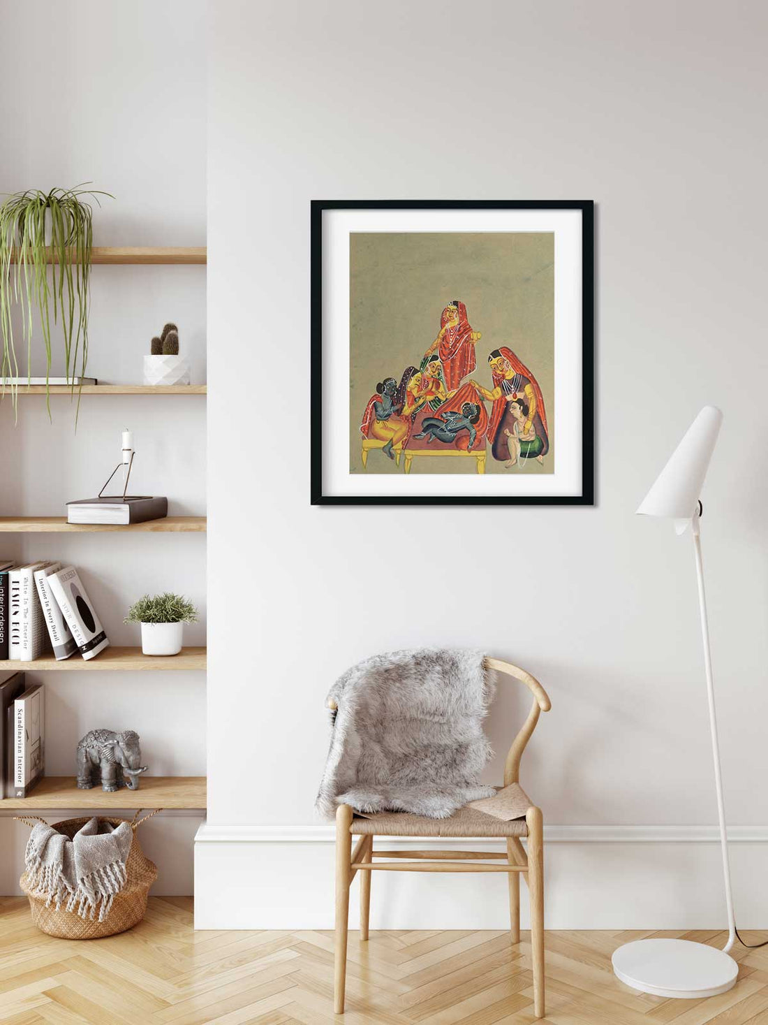 Worship Of The Infant Krishna Painting 1 : 1 Square Premium Wall Art Canvas by MeriDeewar