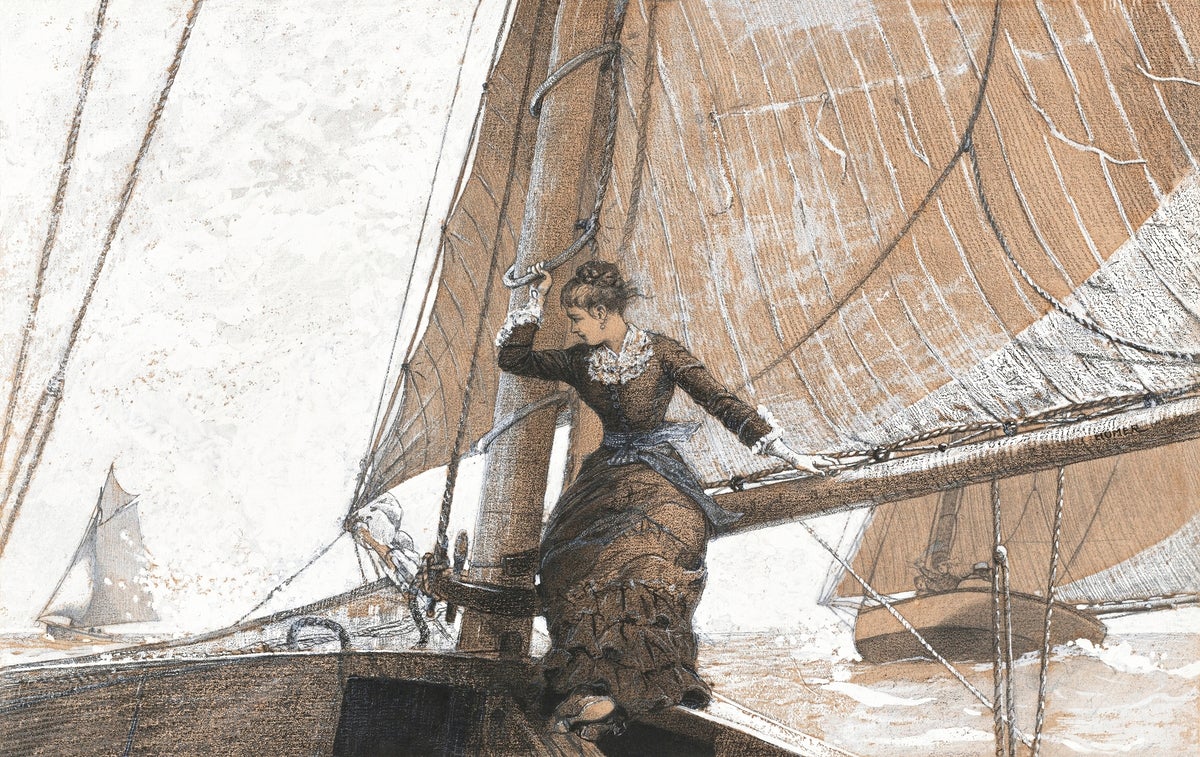 Yachting Girl painting - Meri Deewar 3 : 2 Horizontal Premium Wall Art Canvas by MeriDeewar