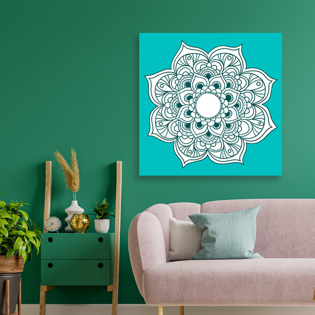 yam yoga chakra painting 1 : 1 Square Premium Wall Art Canvas by MeriDeewar