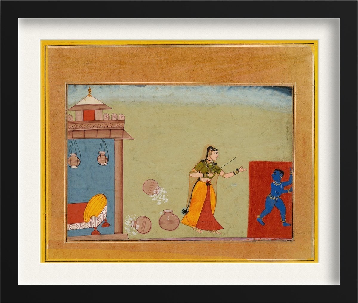 Yashoda_Chastises_Her_Foster_Son_Youthful_Krishna Painting - Meri Deewar 5 : 4 Horizontal Premium Wall Art Canvas by MeriDeewar
