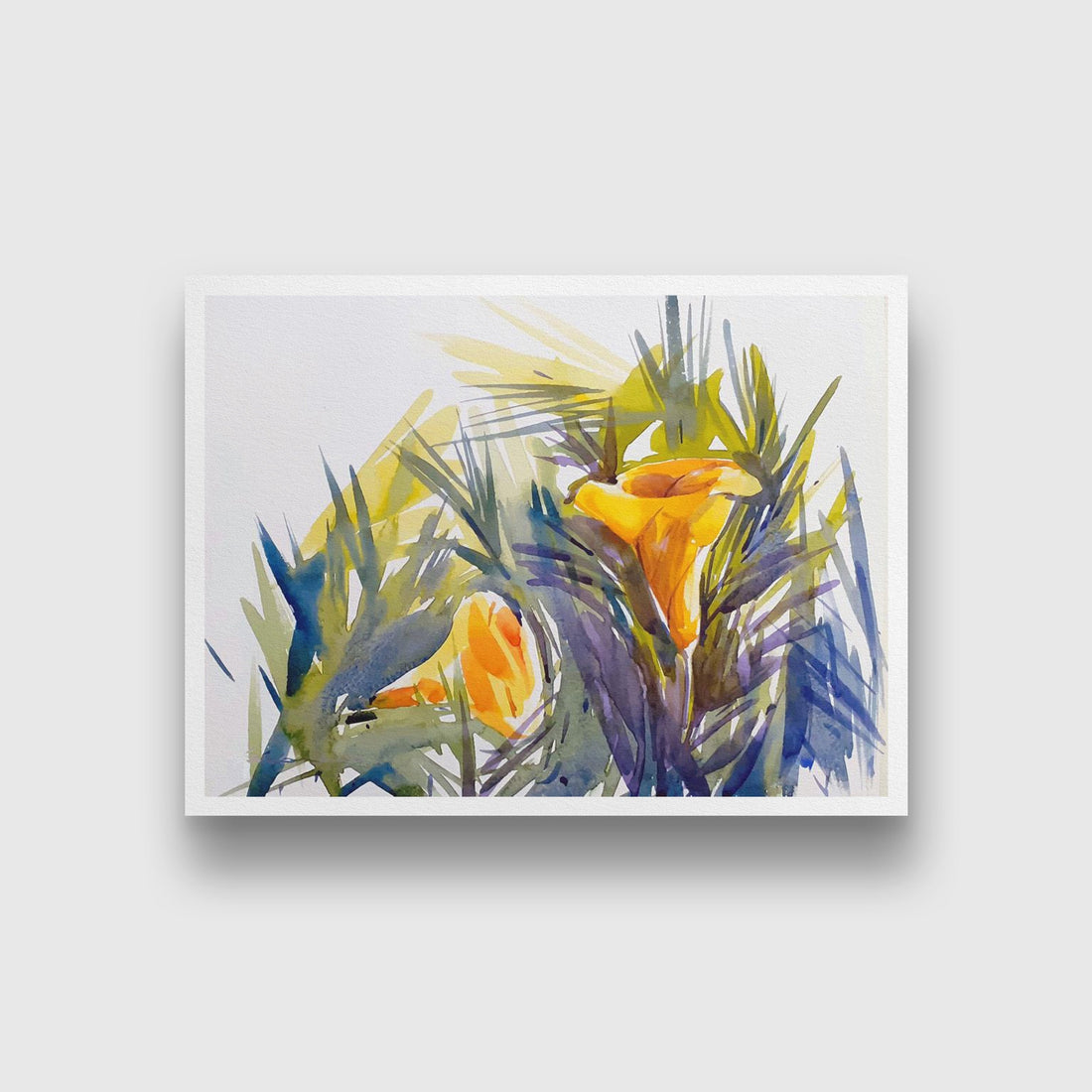 Yellow Flower Watercolour Painting 4 : 3 Horizontal Premium Wall Art Canvas by MeriDeewar