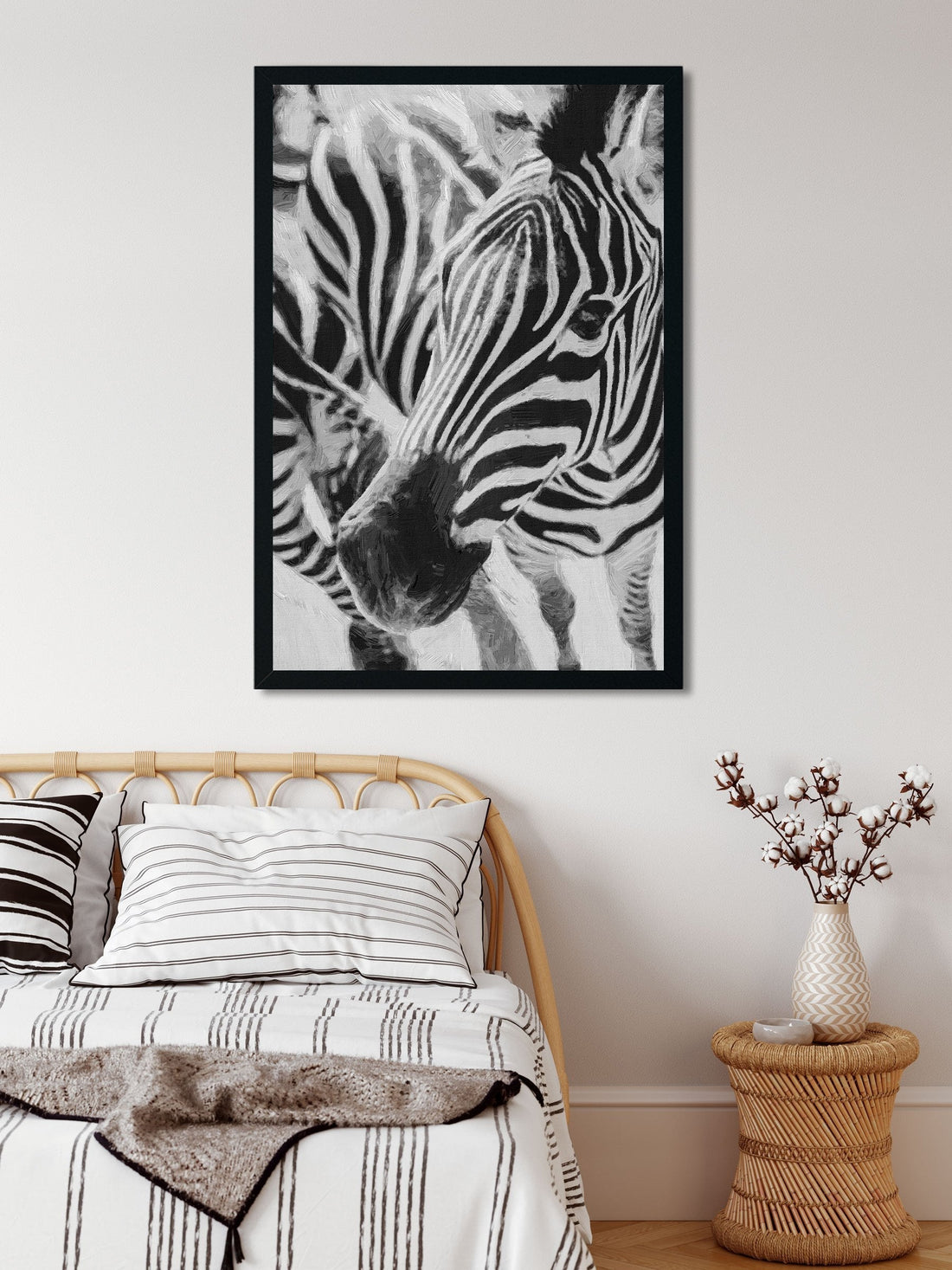 Young beautiful zebra Painting - Meri Deewar 2 : 3 Vertical Premium Wall Art Canvas by MeriDeewar