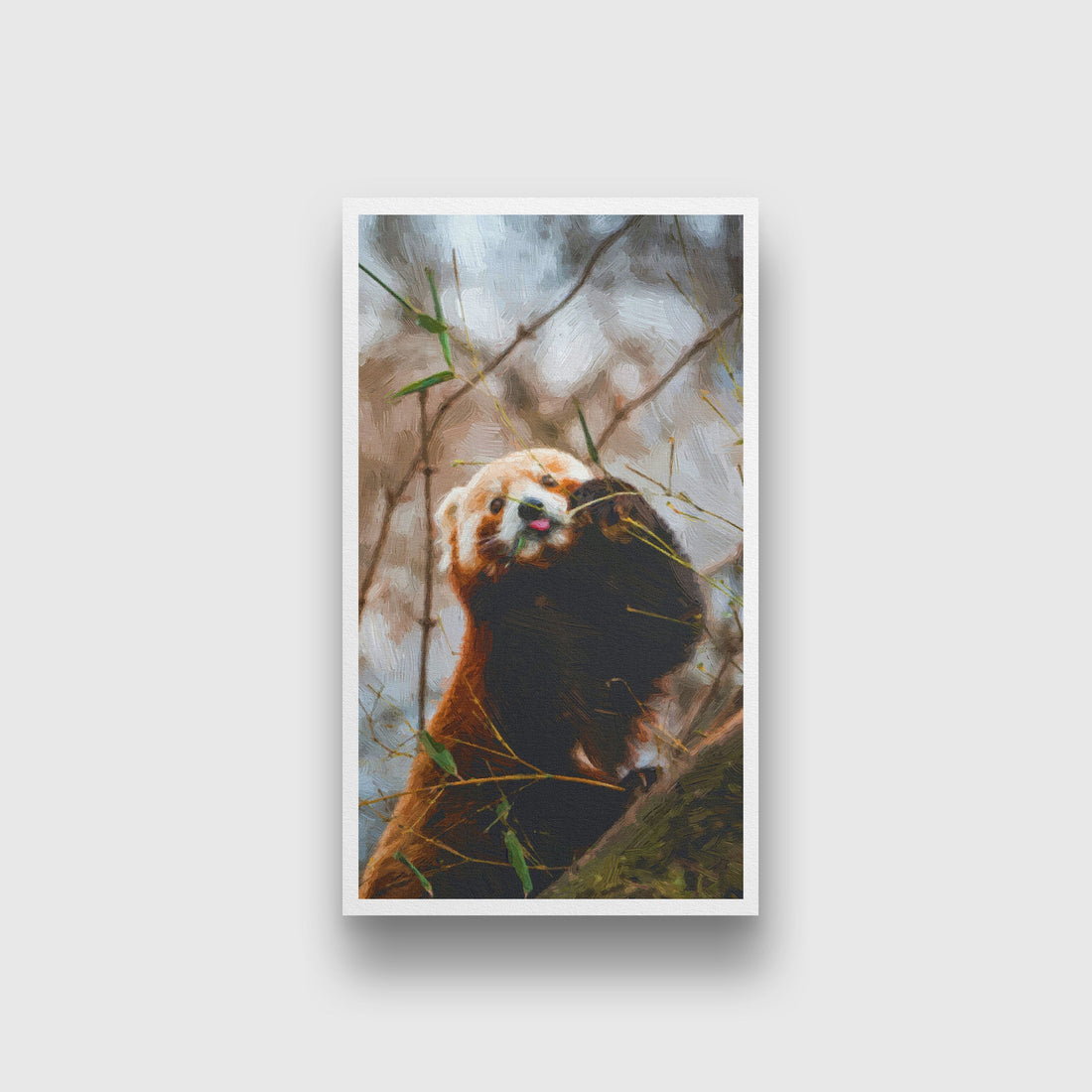 Young brown bear in the forest Painting - Meri Deewar 1 : 2 Vertical Premium Wall Art Canvas by MeriDeewar