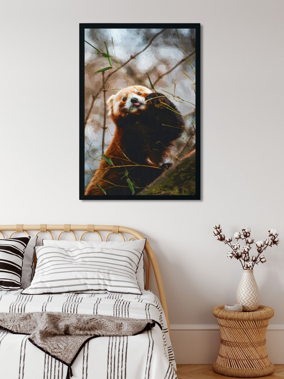 Young brown bear in the forest Painting - Meri Deewar 1 : 2 Vertical Premium Wall Art Canvas by MeriDeewar
