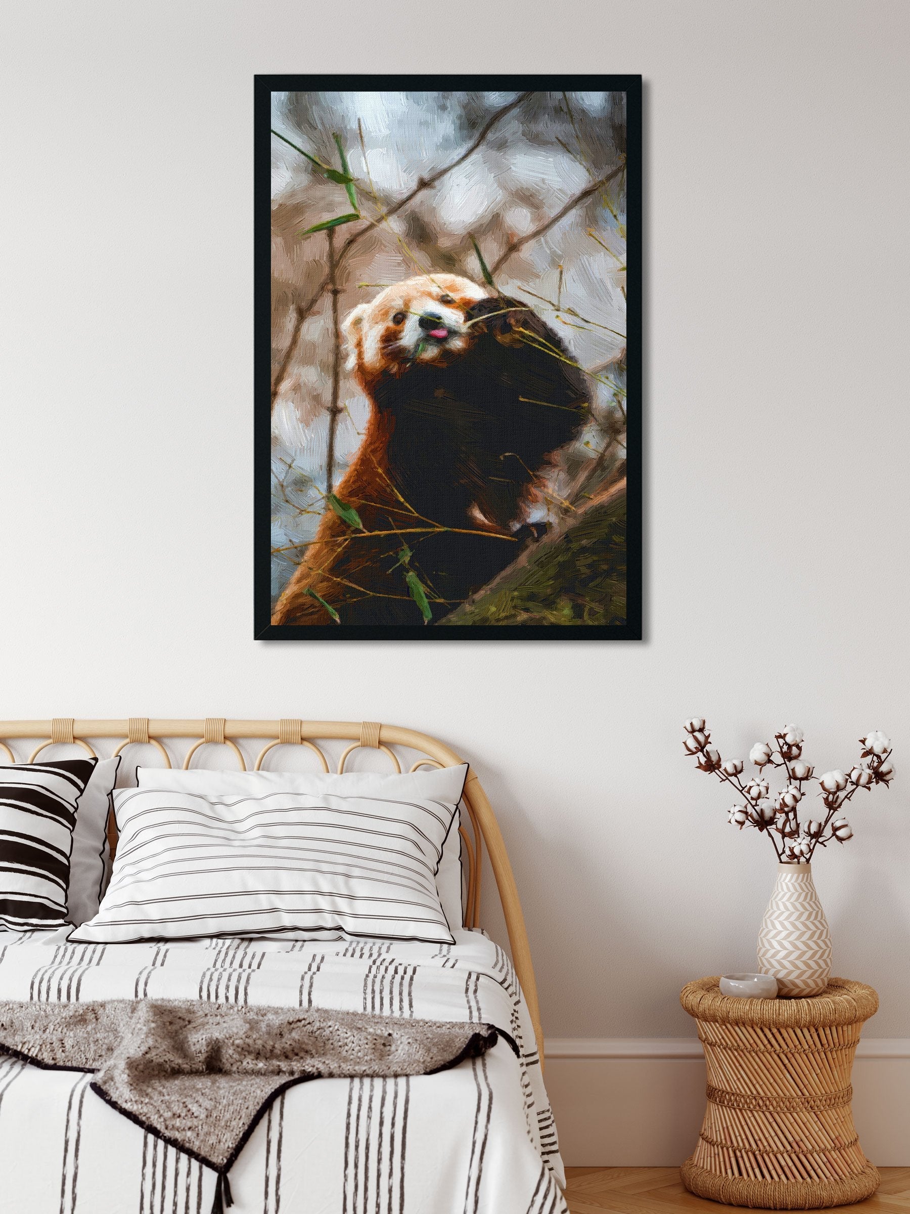Young brown bear in the forest Painting - Meri Deewar 1 : 2 Vertical Premium Wall Art Canvas by MeriDeewar