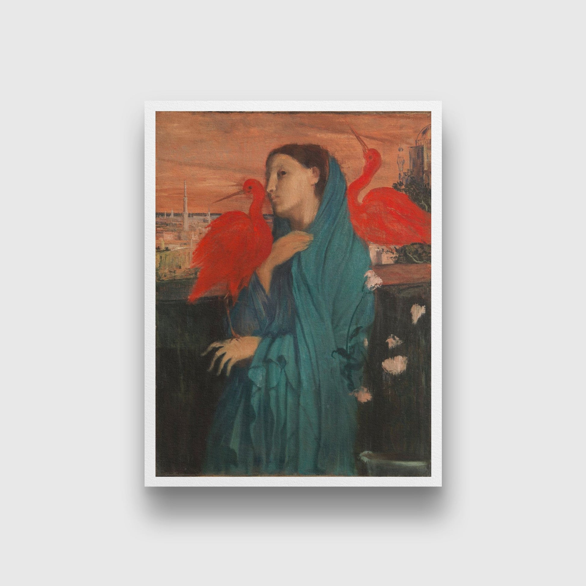 Young Woman With Ibis - Meri Deewar 3 : 4 Vertical Premium Wall Art Canvas by MeriDeewar